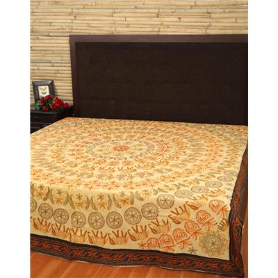 

Rajrang Cotton Printed Double Size Bedsheet 104 TC ( 1 Bedsheet With 2 Pillow Covers Beige )