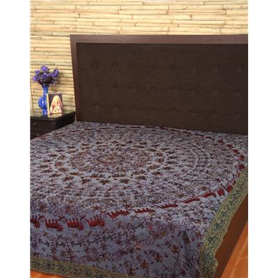 

Rajrang Cotton Printed Double Size Bedsheet 104 TC ( 1 Bedsheet With 2 Pillow Covers Blue )