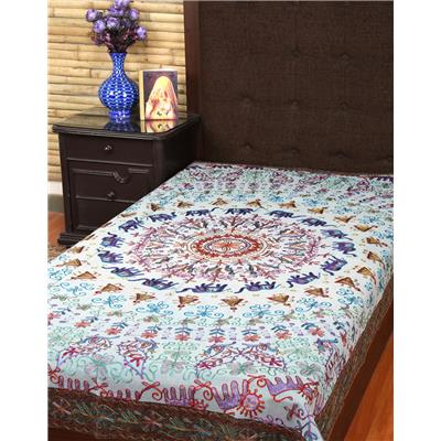

Rajrang Cotton Printed Single Size Bedsheet 104 TC ( 1 Bedsheet With 1 Pillow Covers Blue )