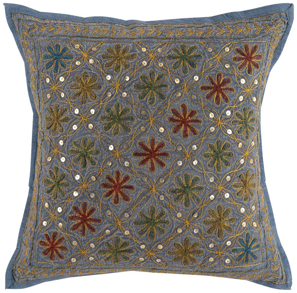 

Rajrang Blue Floral Cotton 16 X 16 Embroidered Single Pcs Cushion Cover