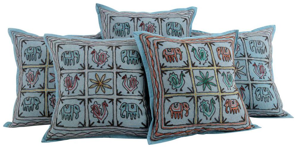 

Rajrang Printed Cotton Turquoise Cushion Cover ( Regular Pack of 5 )