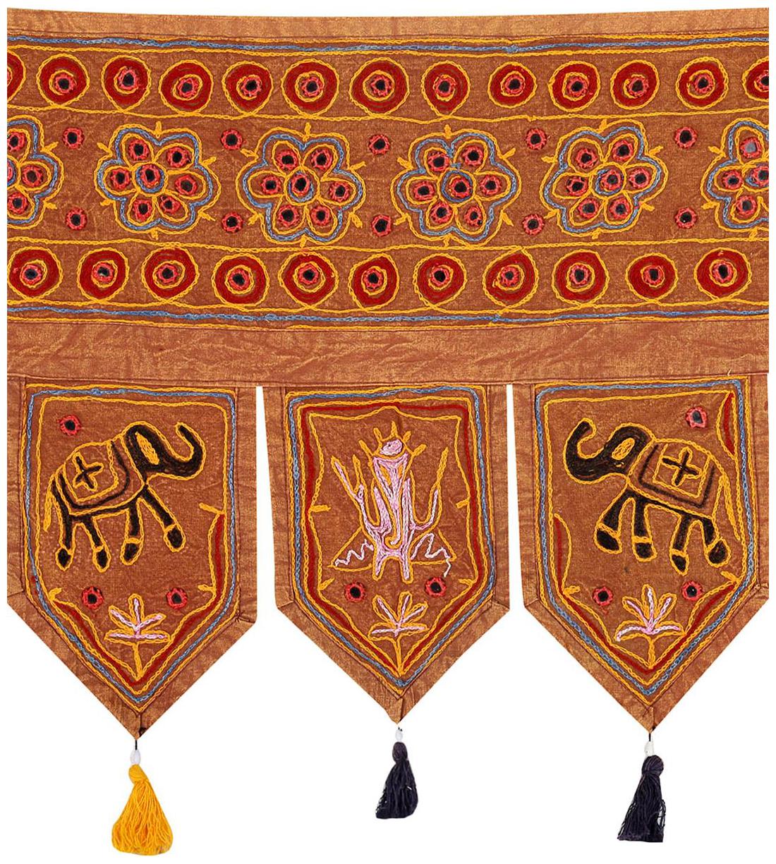 

Rajrang Brown Color Home Decor Toran Cotton Fabric Hanging Door Torans