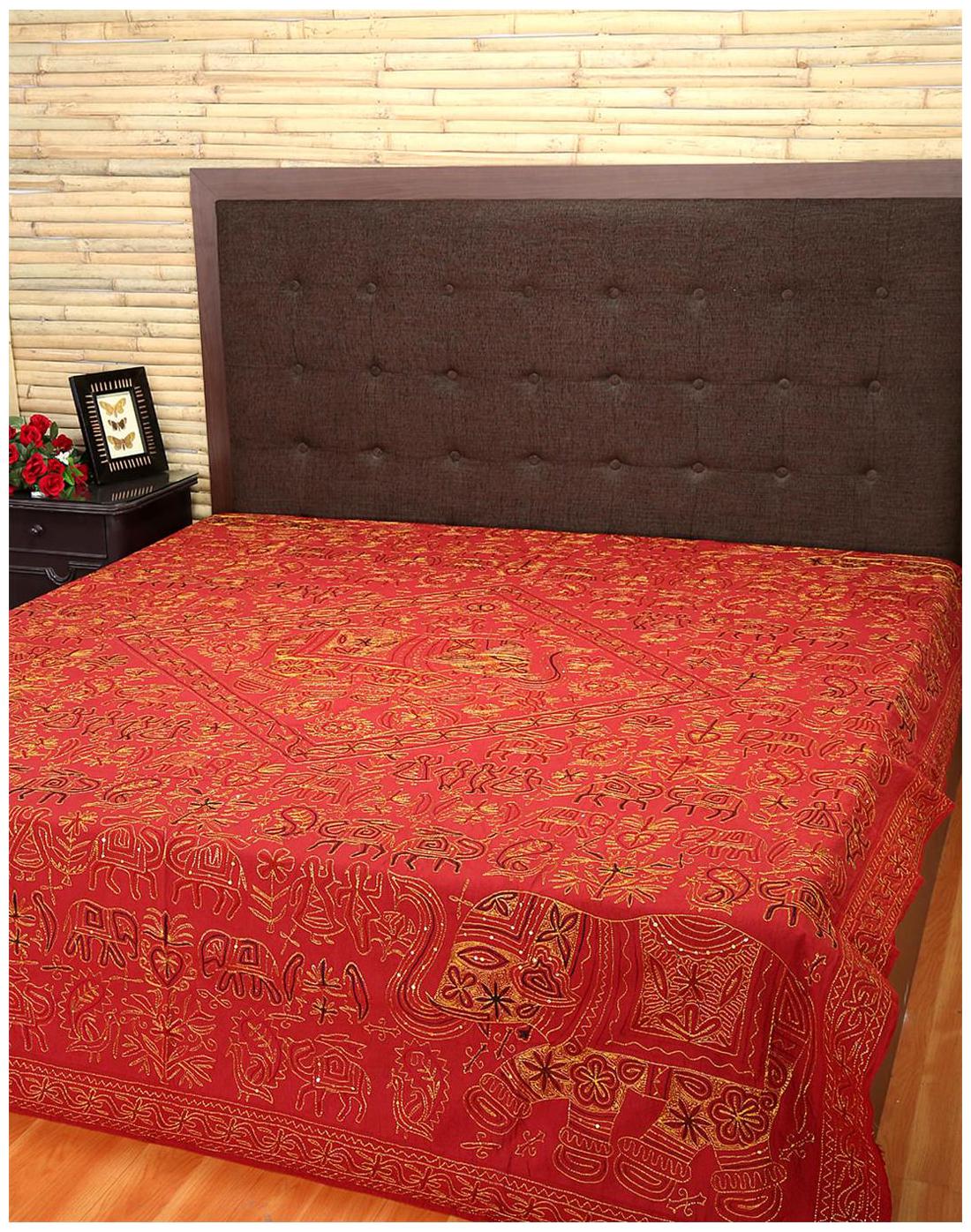 

Rajrang Cotton Printed Double Size Bedsheet 104 TC ( 1 Bedsheet With 2 Pillow Covers Red )