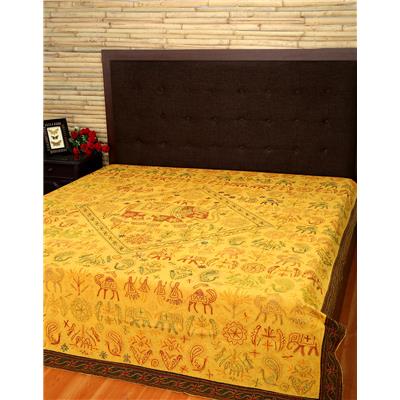 

Rajrang Cotton Printed Double Size Bedsheet 104 TC ( 1 Bedsheet With 2 Pillow Covers Yellow )