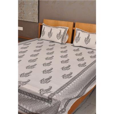 

Rajrang Cotton Printed Double Size Bedsheet 104 TC ( 1 Bedsheet With 2 Pillow Covers White )