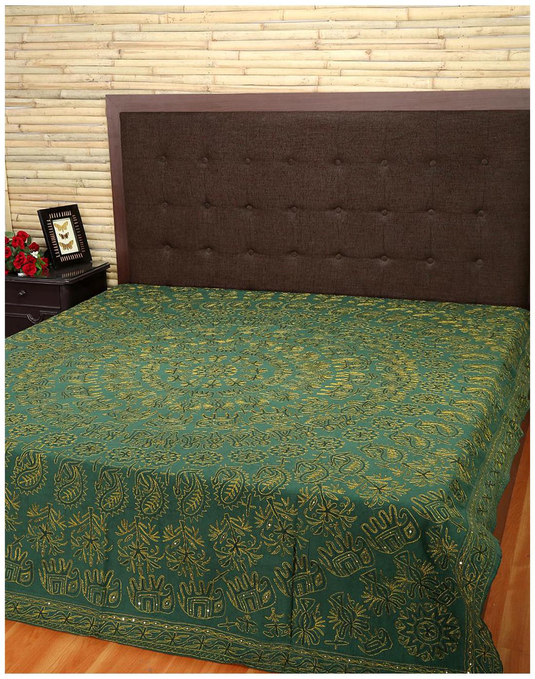

Rajrang Cotton Printed Double Size Bedsheet 104 TC ( 1 Bedsheet With 2 Pillow Covers Green )