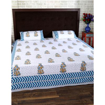 

Rajrang Cotton Printed Double Size Bedsheet 104 TC ( 1 Bedsheet With 2 Pillow Covers White )