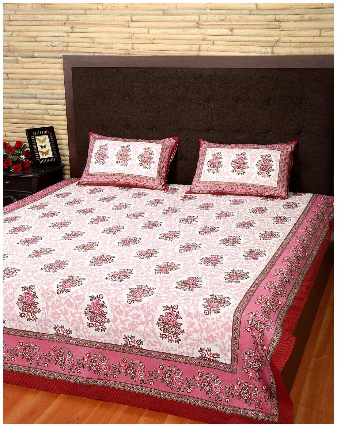 

Rajrang Cotton Printed Double Size Bedsheet 104 TC ( 1 Bedsheet With 2 Pillow Covers Multi )