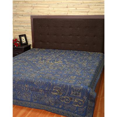 

Rajrang Cotton Printed Double Size Bedsheet 104 TC ( 1 Bedsheet With 2 Pillow Covers Blue )