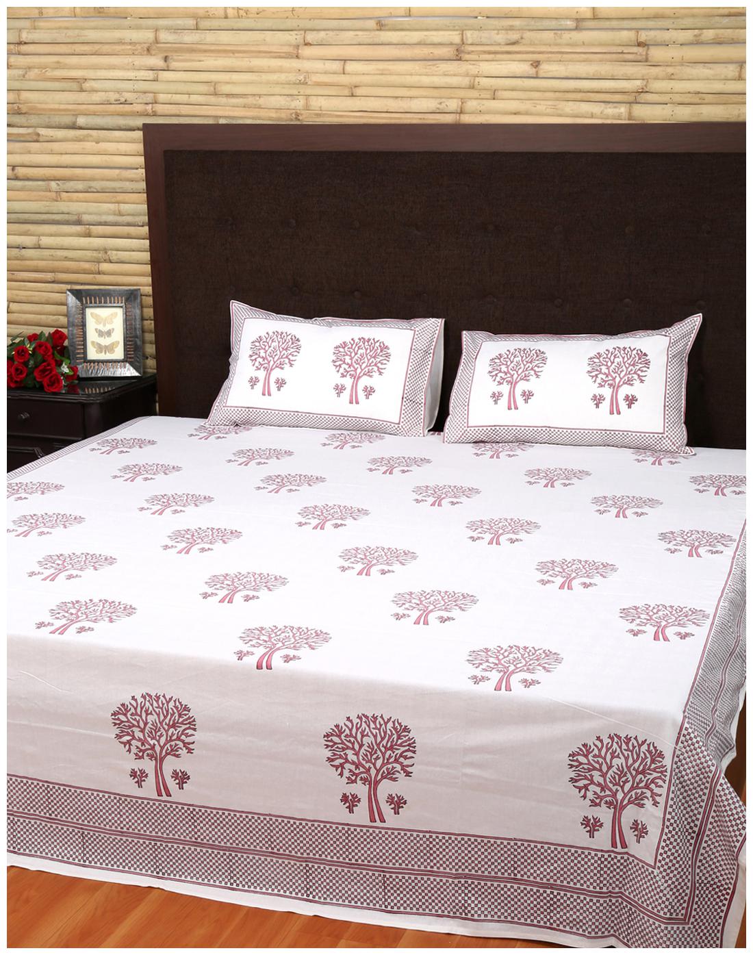 

Rajrang Cotton Printed Double Size Bedsheet 104 TC ( 1 Bedsheet With 2 Pillow Covers White )