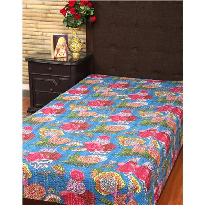 

Rajrang Cotton Printed Single Size Bedsheet 104 TC ( 1 Bedsheet With 1 Pillow Covers Blue )