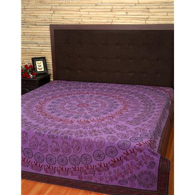 

Rajrang Cotton Printed Double Size Bedsheet 104 TC ( 1 Bedsheet With 2 Pillow Covers Purple )