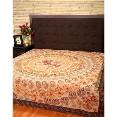 

Rajrang Cotton Printed Double Size Bedsheet 104 TC ( 1 Bedsheet With 2 Pillow Covers Beige )