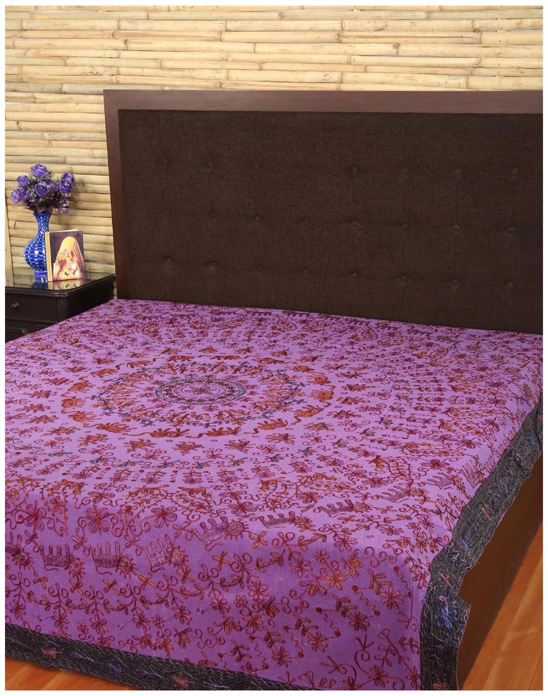 

Rajrang Cotton Printed Double Size Bedsheet 104 TC ( 1 Bedsheet With 2 Pillow Covers Purple )
