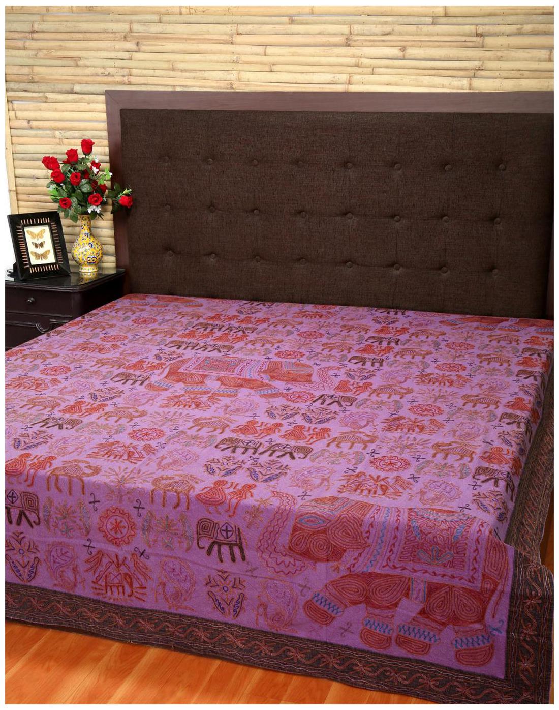 

Rajrang Cotton Printed Double Size Bedsheet 104 TC ( 1 Bedsheet With 2 Pillow Covers Purple )