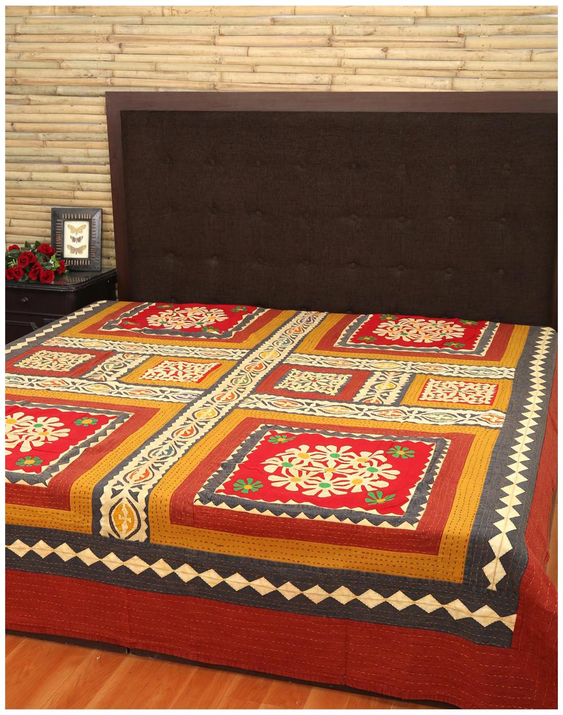 

Rajrang Cotton Printed Double Size Bedsheet 104 TC ( 1 Bedsheet With 2 Pillow Covers Red )