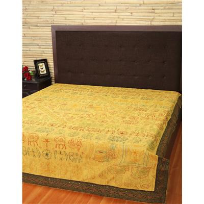 

Rajrang Cotton Printed Double Size Bedsheet 104 TC ( 1 Bedsheet With 2 Pillow Covers Yellow )
