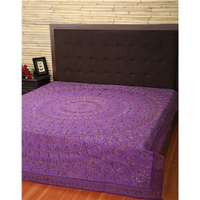 

Rajrang Cotton Printed Double Size Bedsheet 104 TC ( 1 Bedsheet With 2 Pillow Covers Purple )