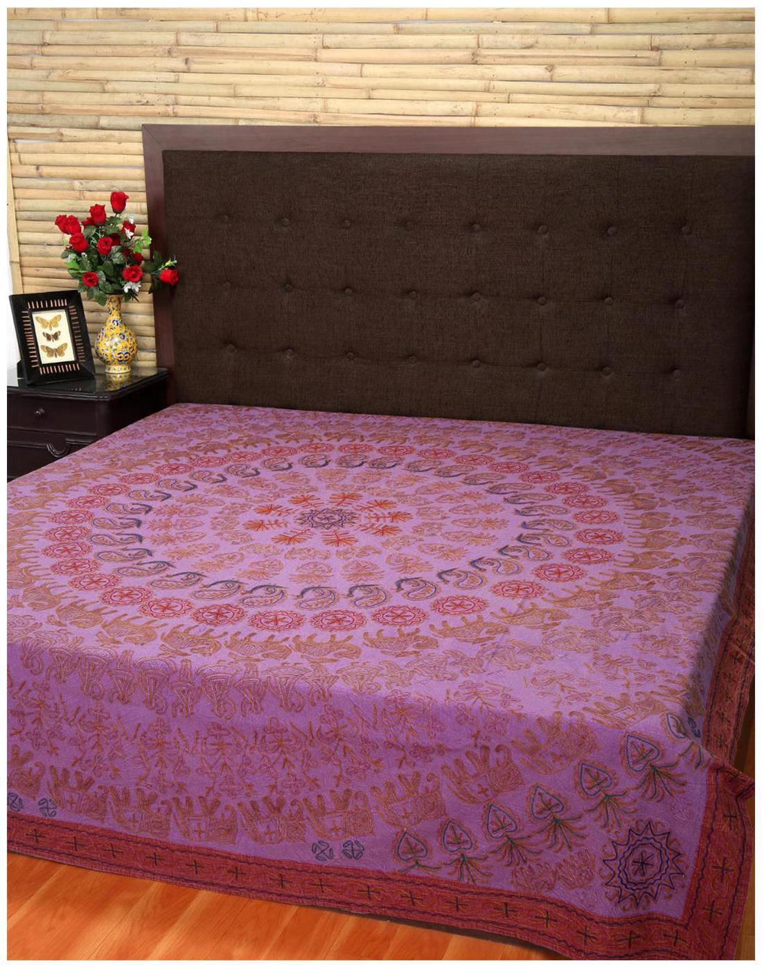 

Rajrang Cotton Printed Double Size Bedsheet 104 TC ( 1 Bedsheet With 2 Pillow Covers Purple )