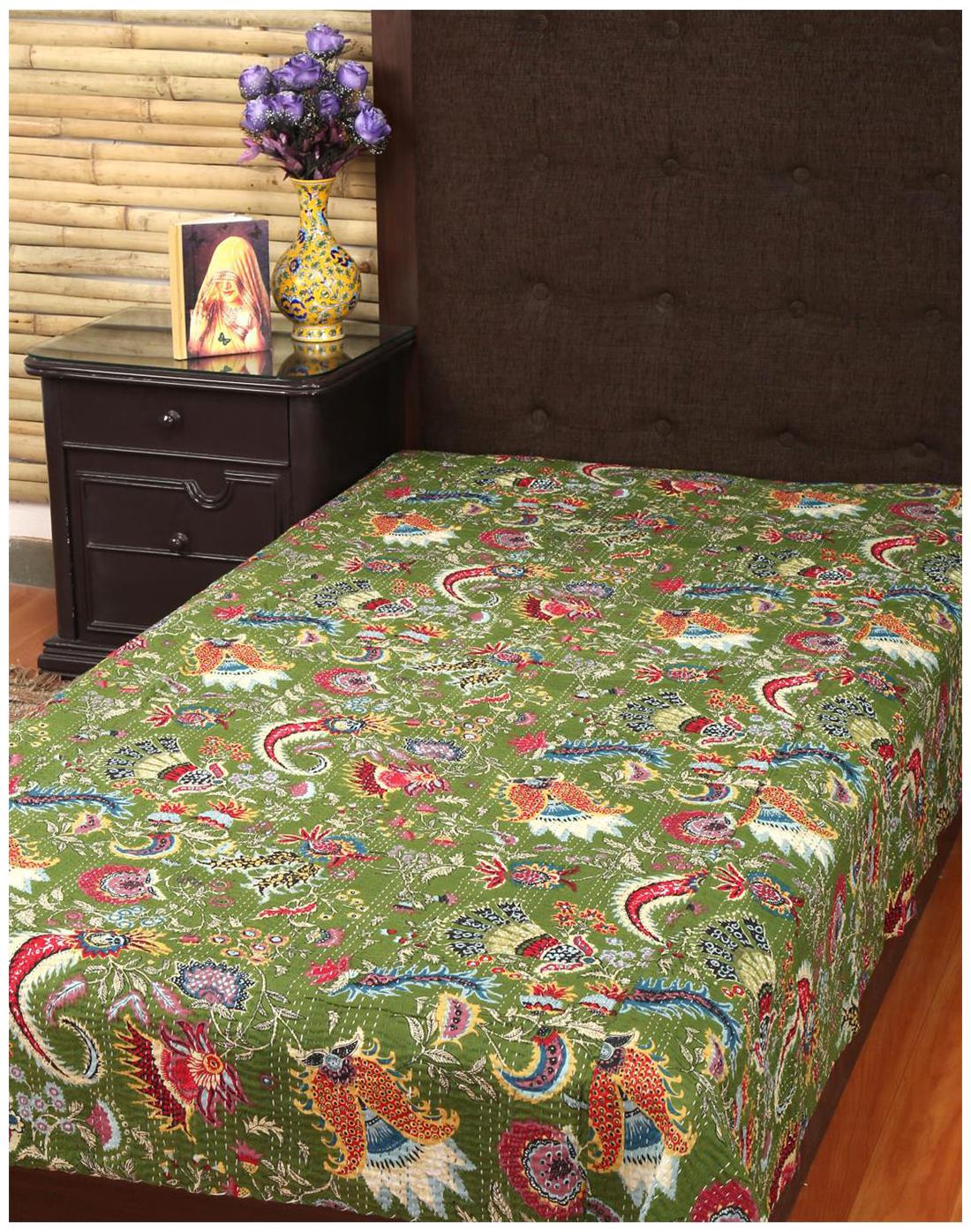 

Rajrang Cotton Printed Single Size Bedsheet 104 TC ( 1 Bedsheet With 1 Pillow Covers Green )
