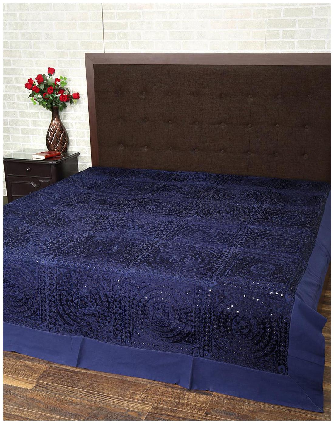 

Rajrang Cotton Printed Double Size Bedsheet 104 TC ( 1 Bedsheet With 2 Pillow Covers Blue )
