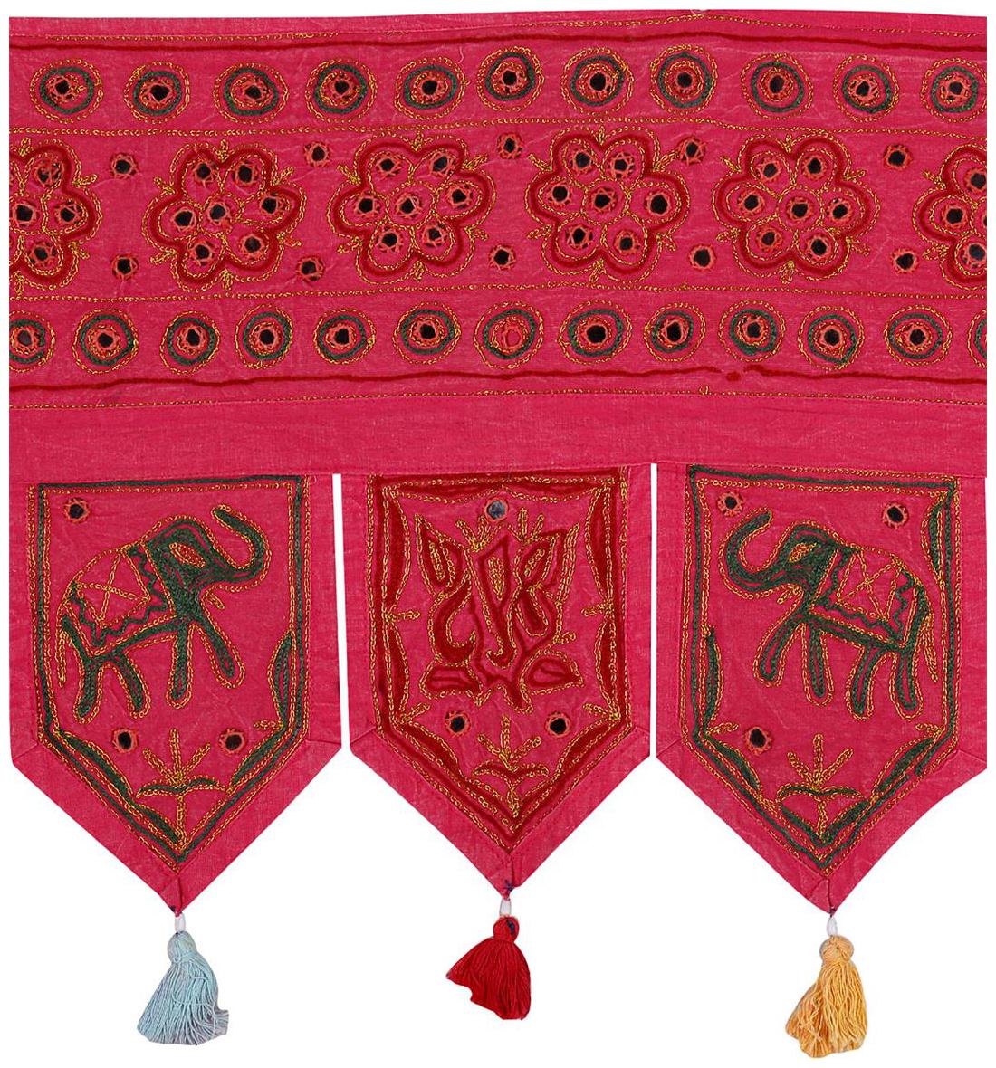 

Rajrang Magenta Color Home Decor Toran Cotton Fabric Hanging Door Torans