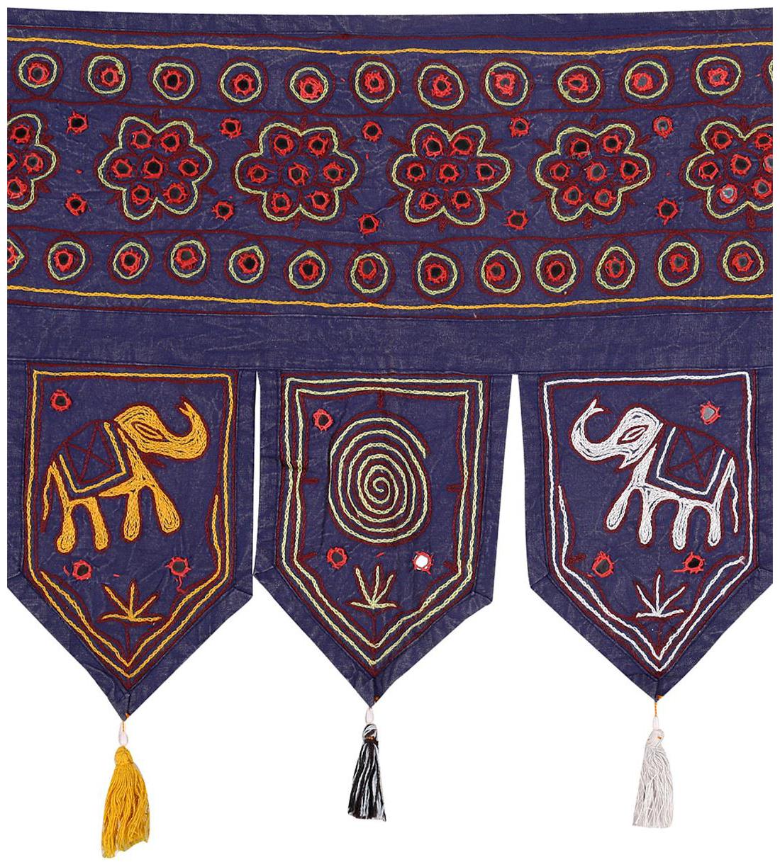 

Rajrang Blue Color Home Decor Toran Cotton Fabric Hanging Door Torans