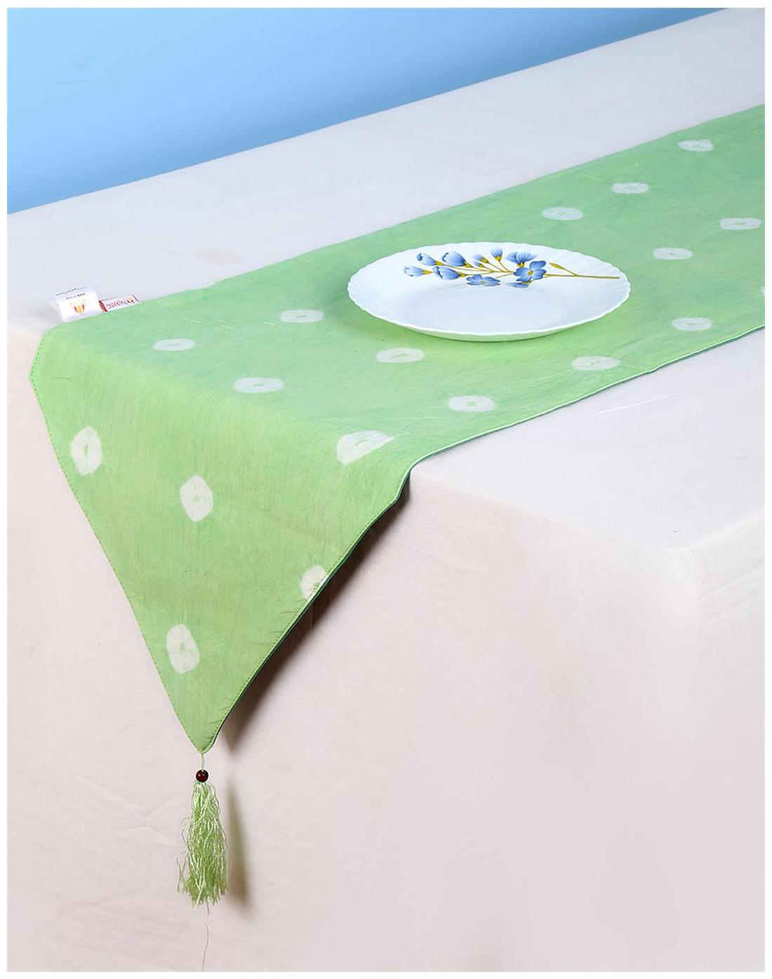 

Rajrang Emerald Green Polka Dot Cotton Tie Dye Table Runner