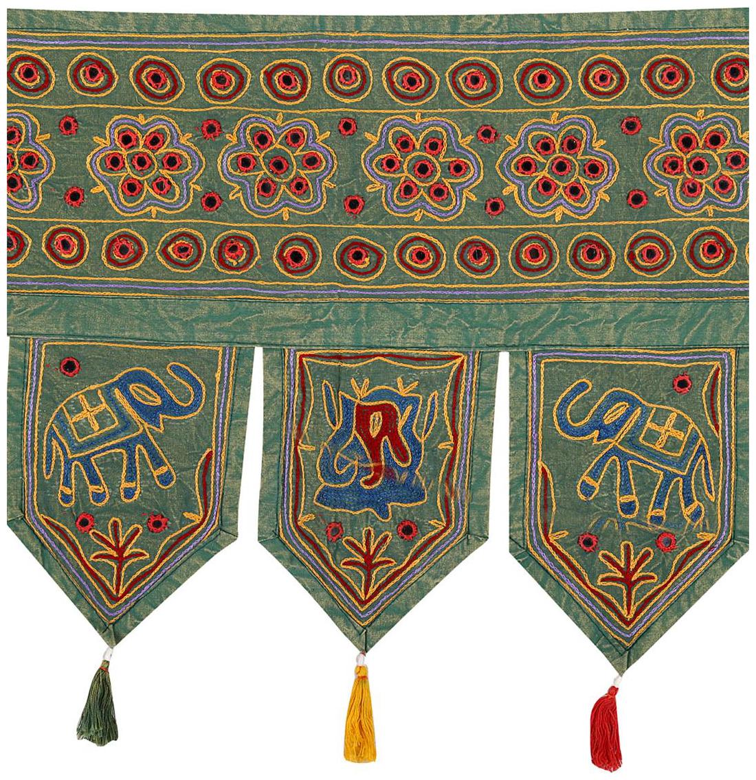 

Rajrang Green Color Home Decor Toran Cotton Fabric Hanging Door Torans