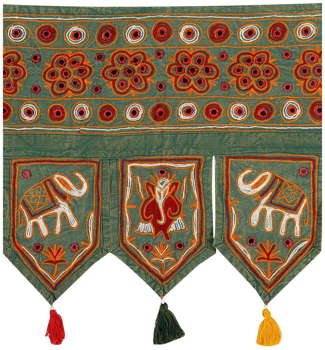 

Rajrang Green Color Home Decor Toran Cotton Fabric Hanging Door Torans