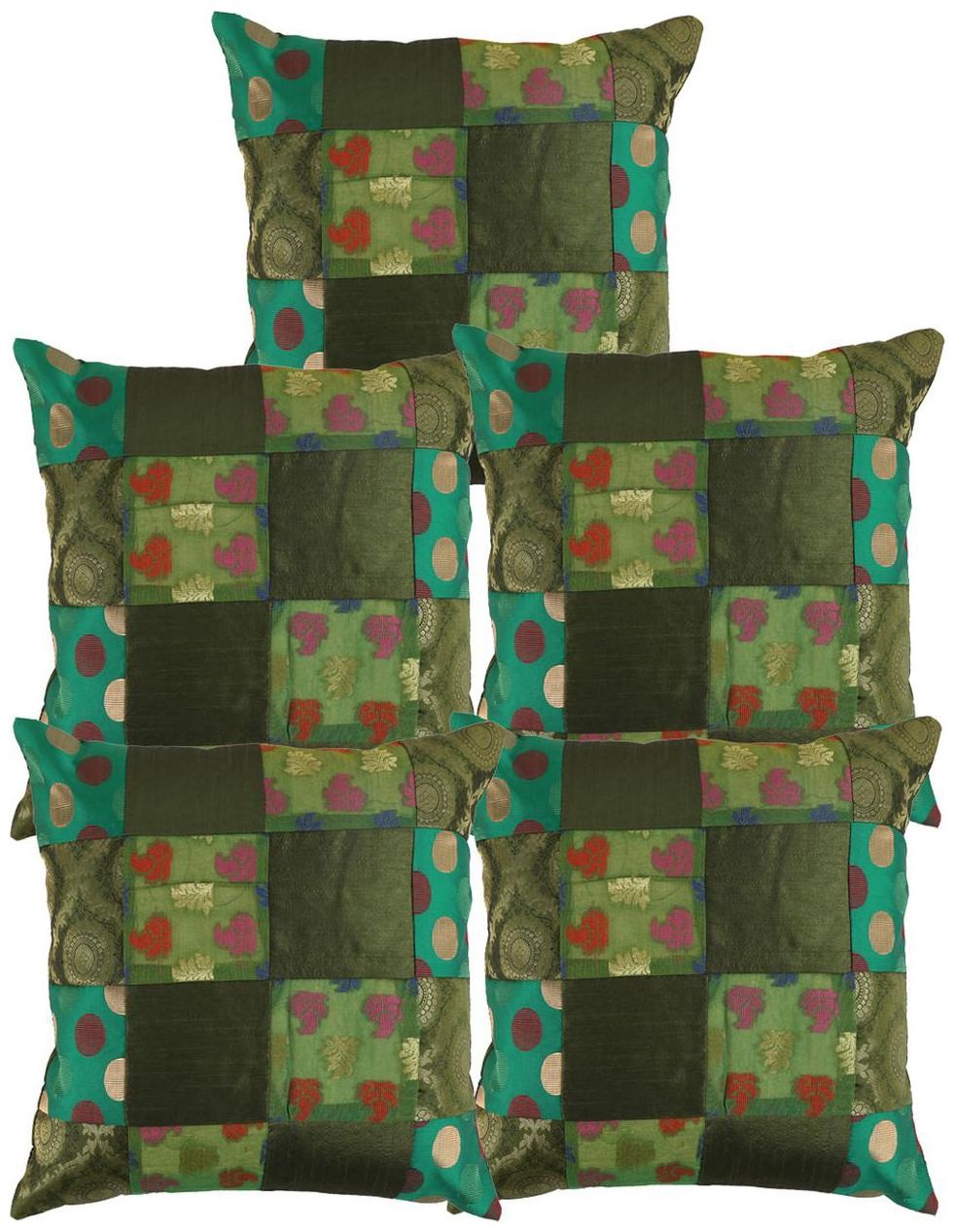 

Rajrang Polka dot Dupion silk Green Cushion Cover ( Regular Pack of 5 )