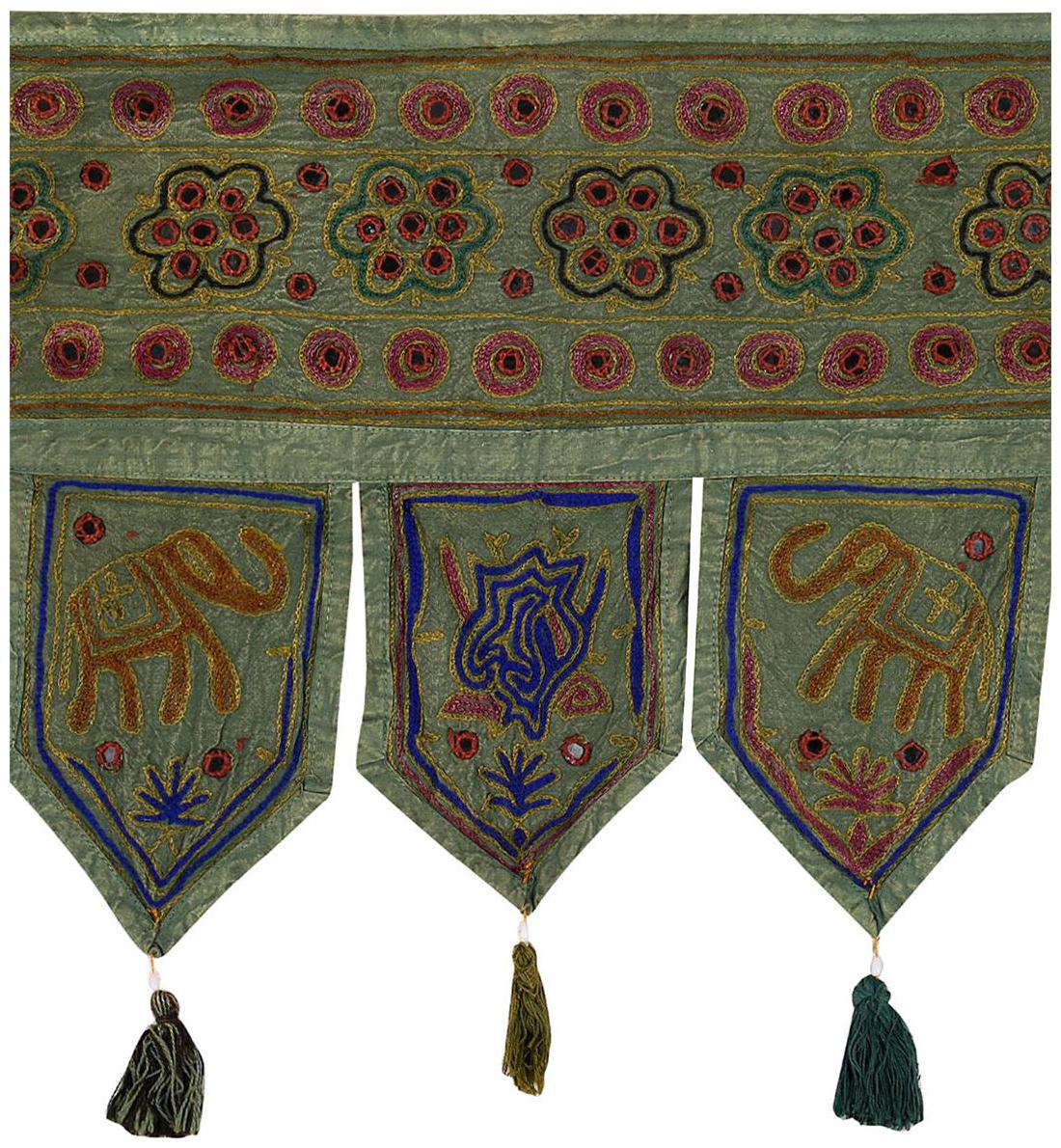 

Rajrang Green Color Home Decor Toran Cotton Fabric Hanging Door Torans