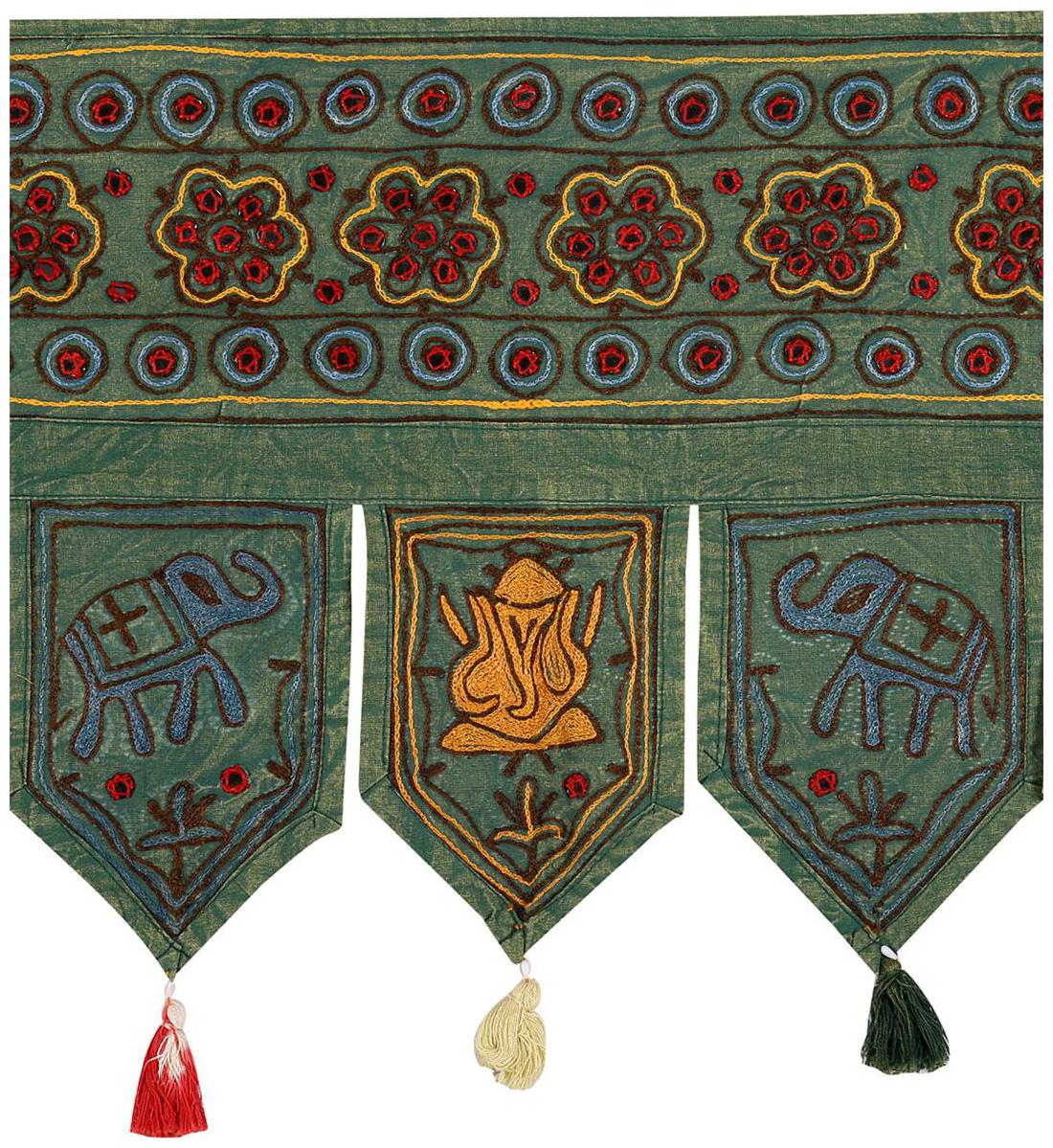 

Rajrang Green Color Home Decor Toran Cotton Fabric Hanging Door Torans