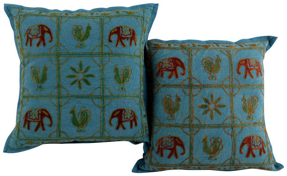 

Rajrang Printed Cotton Turquoise Cushion Cover ( Regular Pack of 2 )