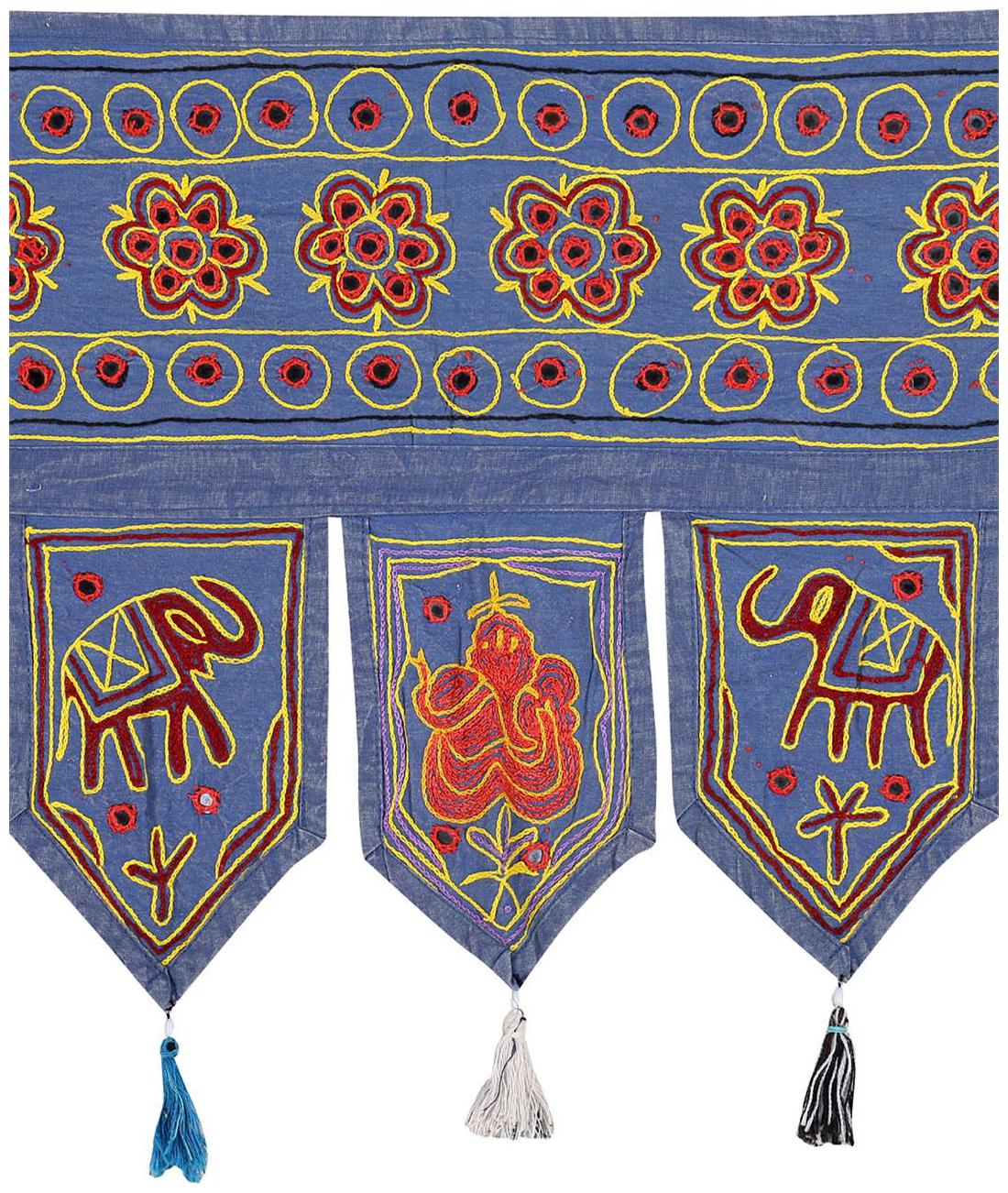 

Rajrang Blue Color Home Decor Toran Cotton Fabric Hanging Door Torans