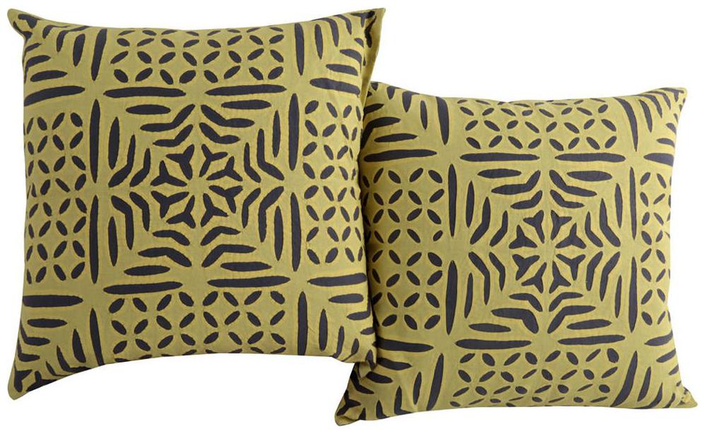 

Rajrang Light Yellow Abstract Cotton 16 X 16 Applique Work Set of 2 pcs Cushion Cover