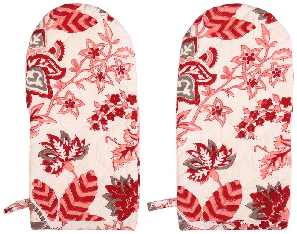 

Rajrang Off White Floral Hand Block Printed Cotton Oven Glove Set of 2