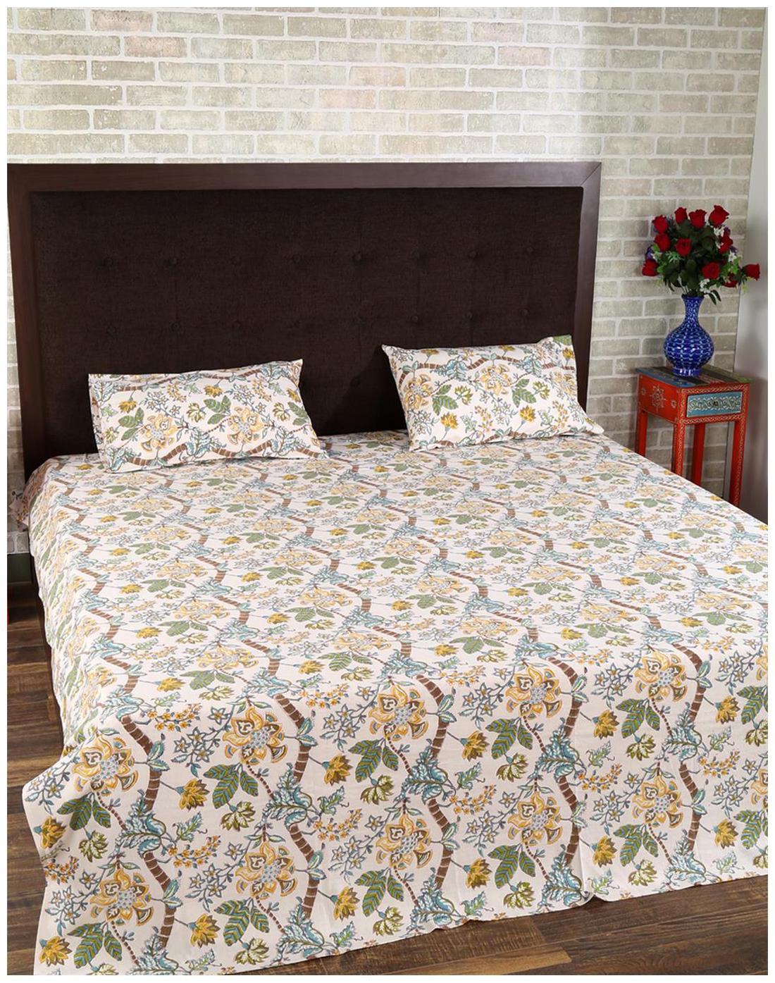 

Rajrang Cotton Printed Double Size Bedsheet 104 TC ( 1 Bedsheet With 2 Pillow Covers Multi )