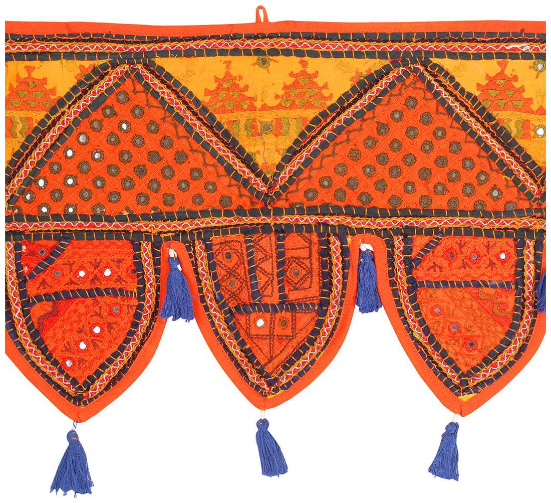 

Rajrang Orange Color Home Decor Toran Cotton Fabric Hanging Door Torans