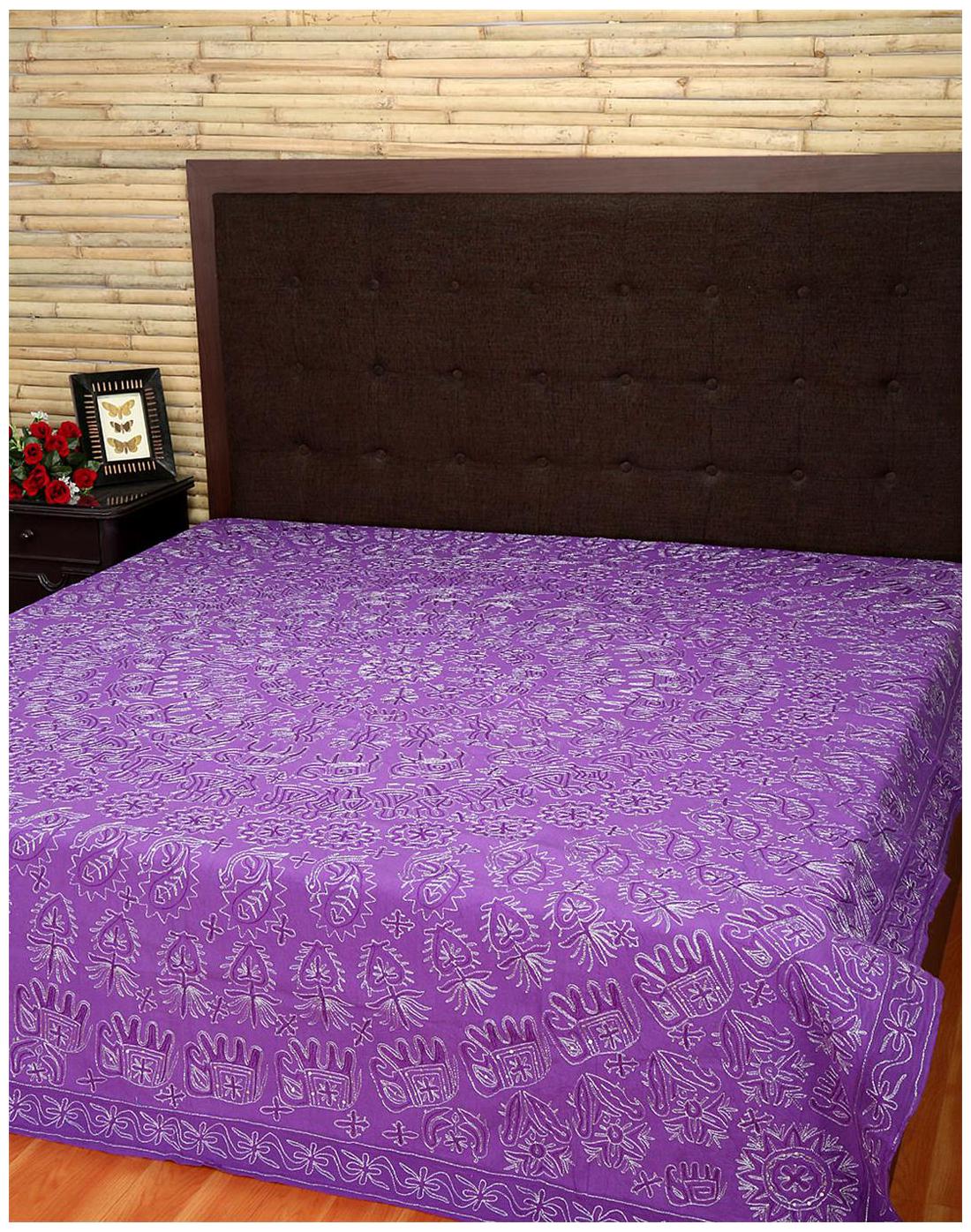 

Rajrang Cotton Printed Double Size Bedsheet 104 TC ( 1 Bedsheet With 2 Pillow Covers Purple )
