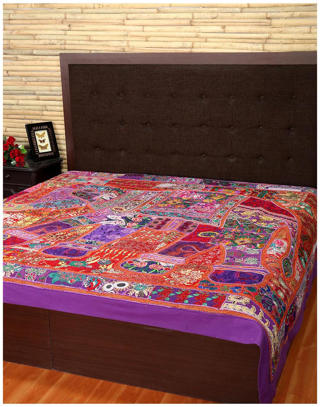 

Rajrang Cotton Printed Double Size Bedsheet 104 TC ( 1 Bedsheet With 2 Pillow Covers Purple )