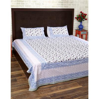 

Rajrang Cotton Printed Double Size Bedsheet 104 TC ( 1 Bedsheet With 2 Pillow Covers White )