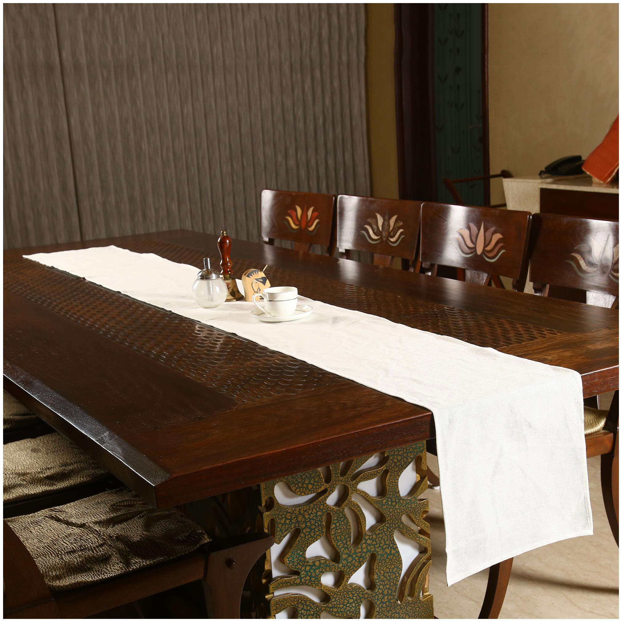 

Rajrang White High Quality Linen Table Runner