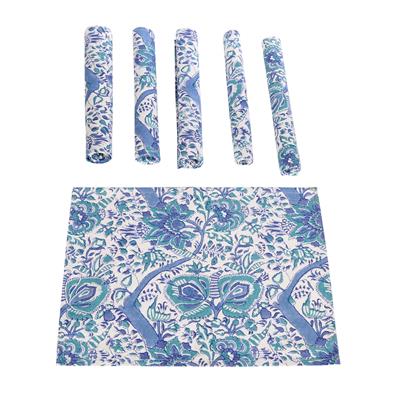 

Rajrang White Floral Hand Block Printed Cotton Placemat Set of 6
