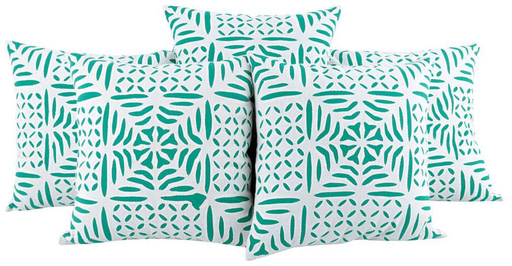 

Rajrang White Green Abstract Cotton 16 X 16 Applique Work Set of 5 pcs Cushion Cover