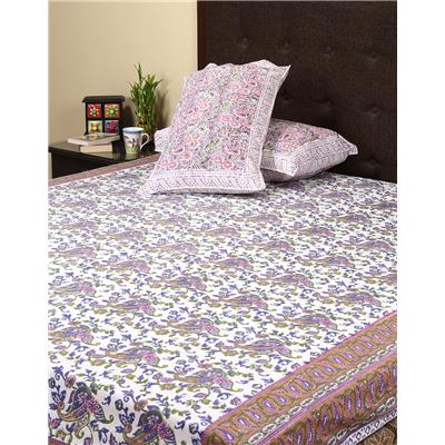 

Rajrang Cotton Printed Double Size Bedsheet 104 TC ( 1 Bedsheet With 2 Pillow Covers White )