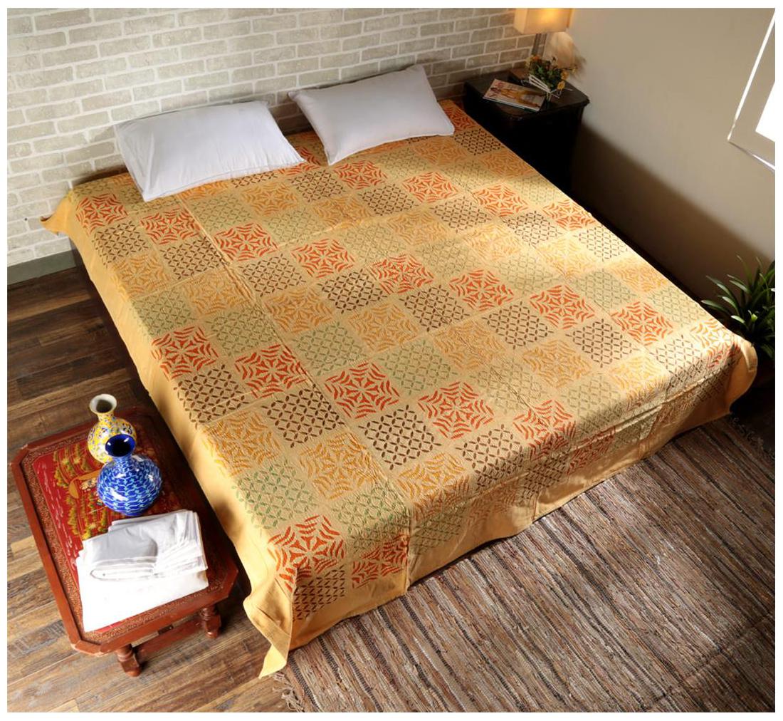 

Rajrang Cotton Abstract Double Size Bedsheet 104 TC ( 1 Bedsheet With 2 Pillow Covers Yellow )