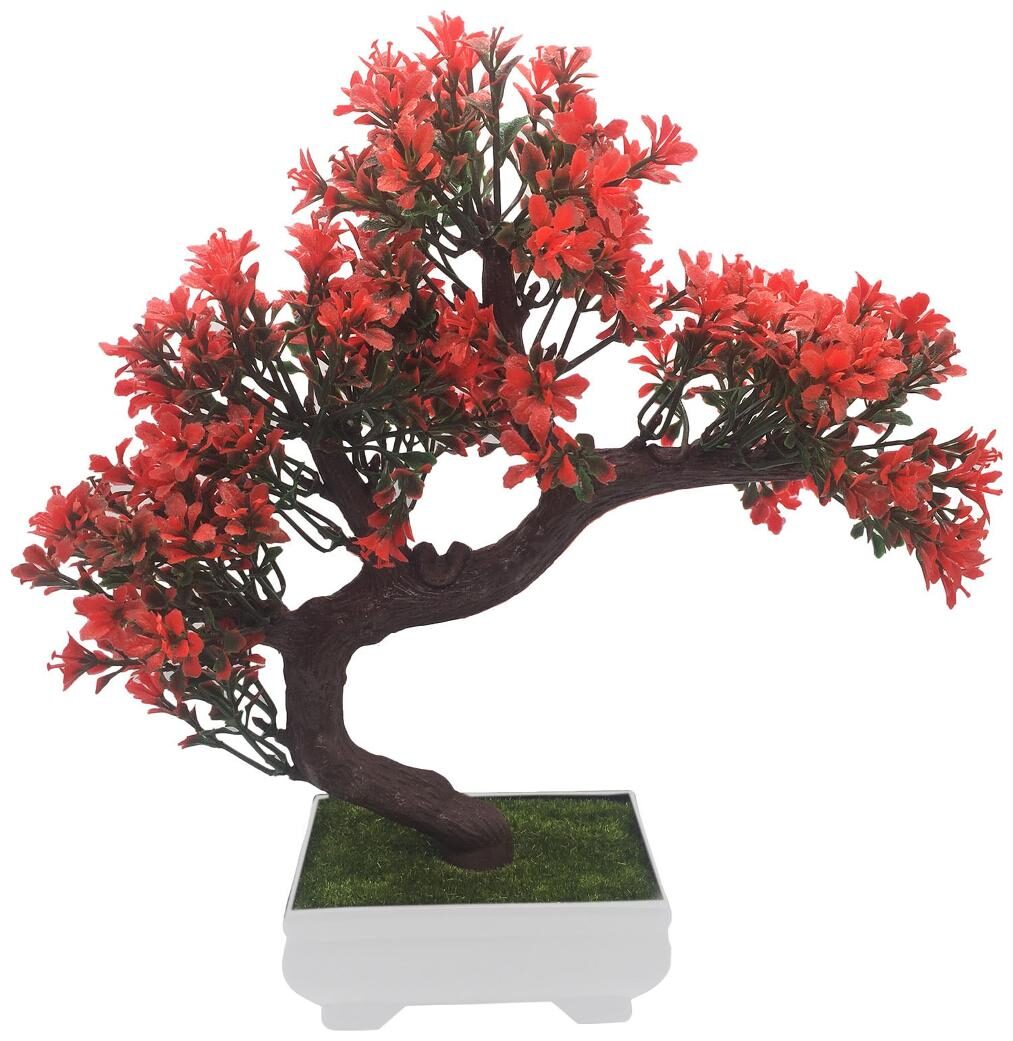 

Random Bent Artificial Bonsai Tree with Small Red Leaves