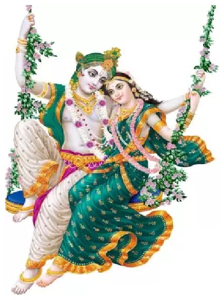 

Rangoli GreenRadha Krishna Jhula Swari Modern Art 381 Wall Sticker for Room