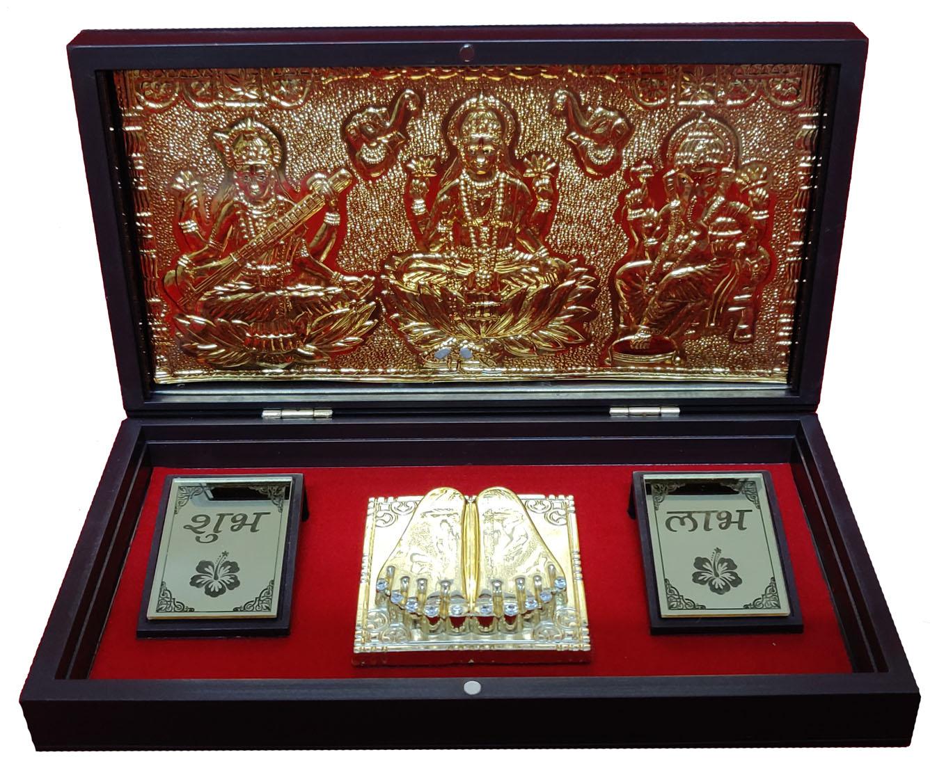 

Rangoli Lord Maa Lakshmi Ji Charan Paduka Metal With Box